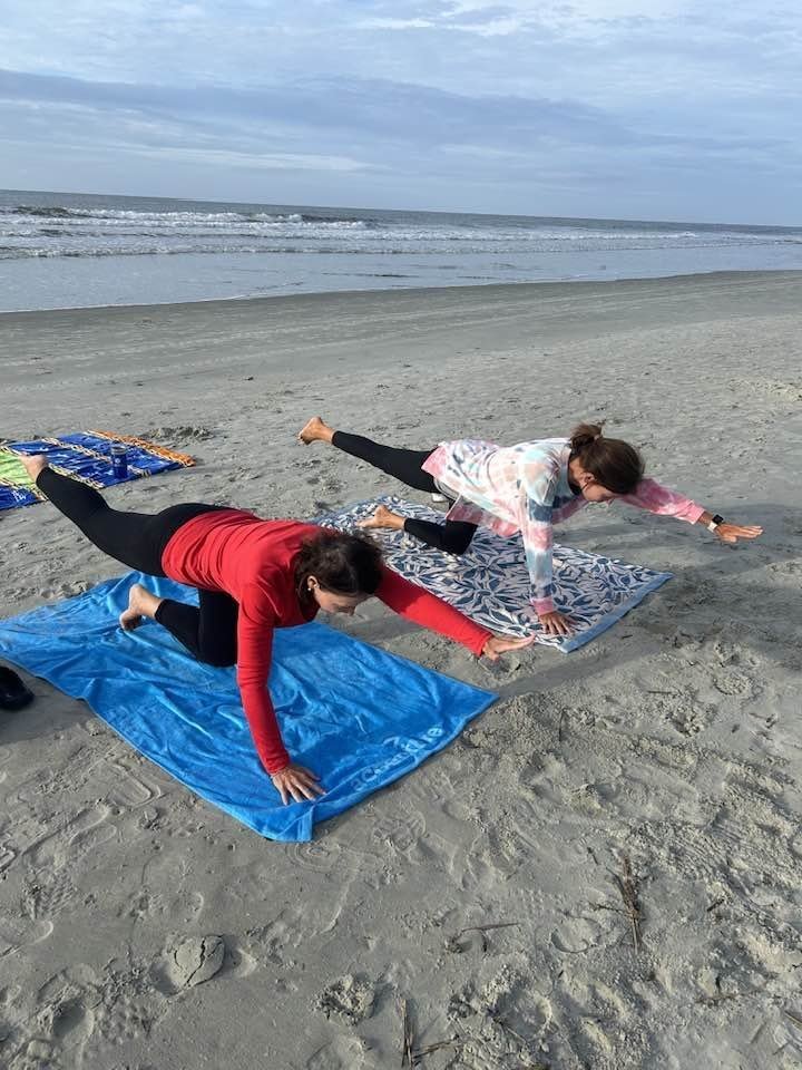 Two mats side by side on the sand